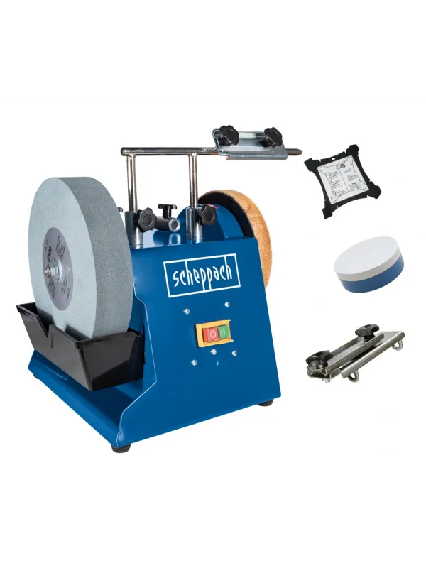 Scheppach TIGER 5000S Sulu Taş Motoru – 150 W, Edelkorund Taş, Su Hazneli Bileme