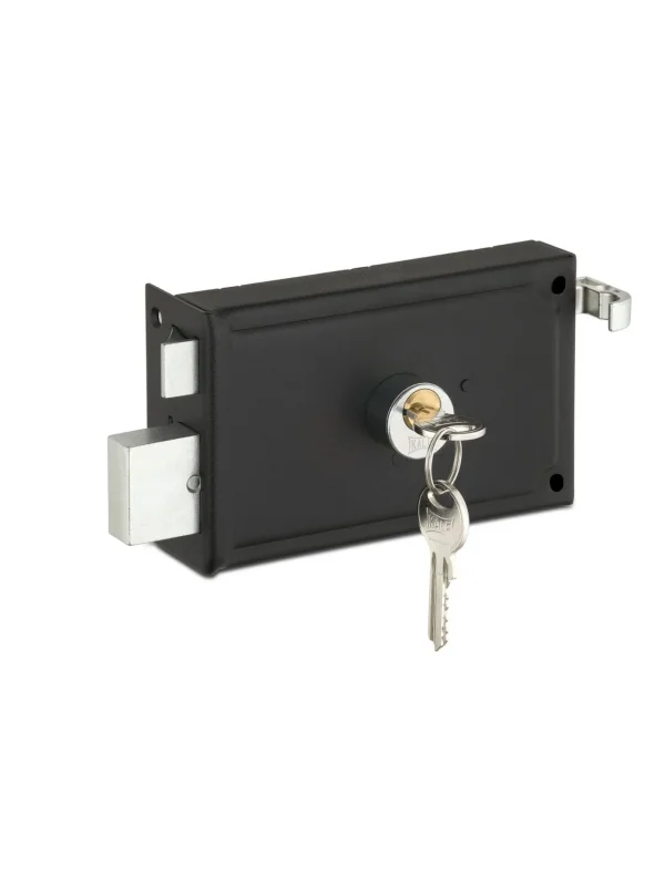 Silindirli Tirajlı Demir Kapı Kilidi KÖŞELİ - SİYAH ECO