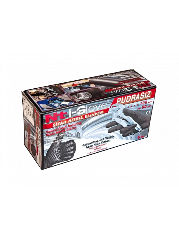 Siyah Nitril Elmas Nokta Dokulu Eldiven