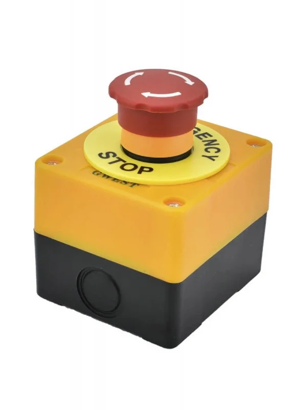 Tekli Sarı-Siyah Mantar Acil Stop Buton Kutusu