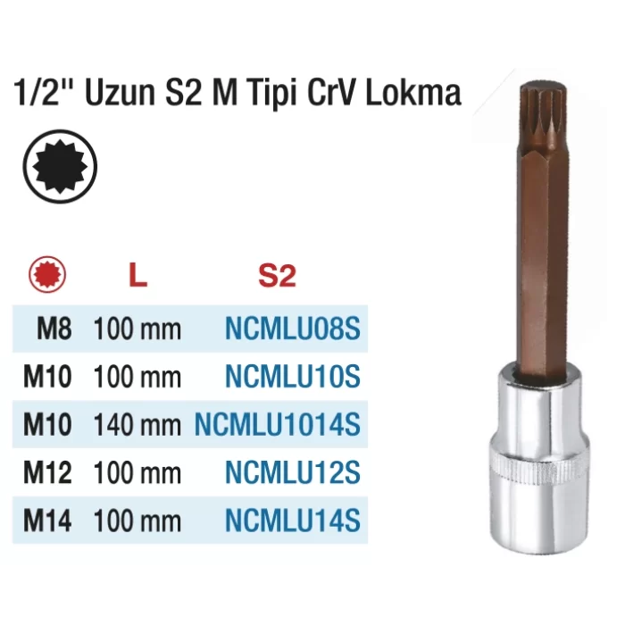 1/2 12 KÖŞE M TİPİ CRV S2 UZUN LOKMALAR