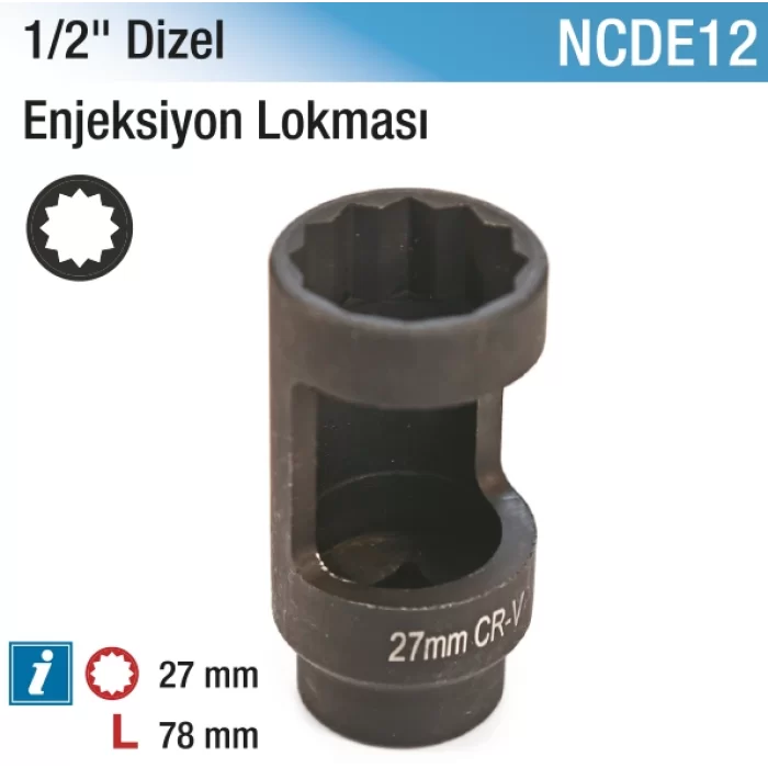 1/2 27 x 78 mm. Dizel Enjeksiyon Lokması