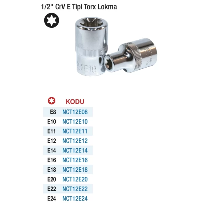 1/2 Crv E Tipi Torx Lokma