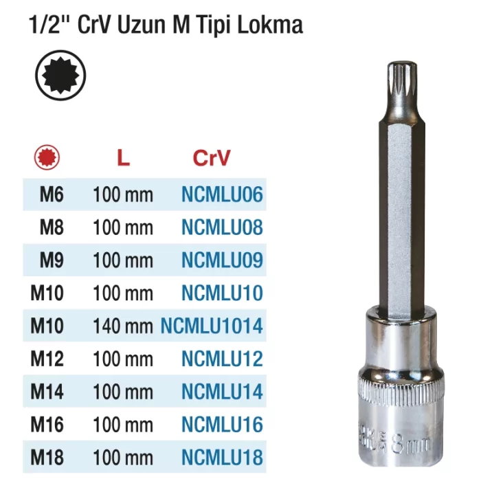 1/2 Crv M Tipi Uzun Lokma