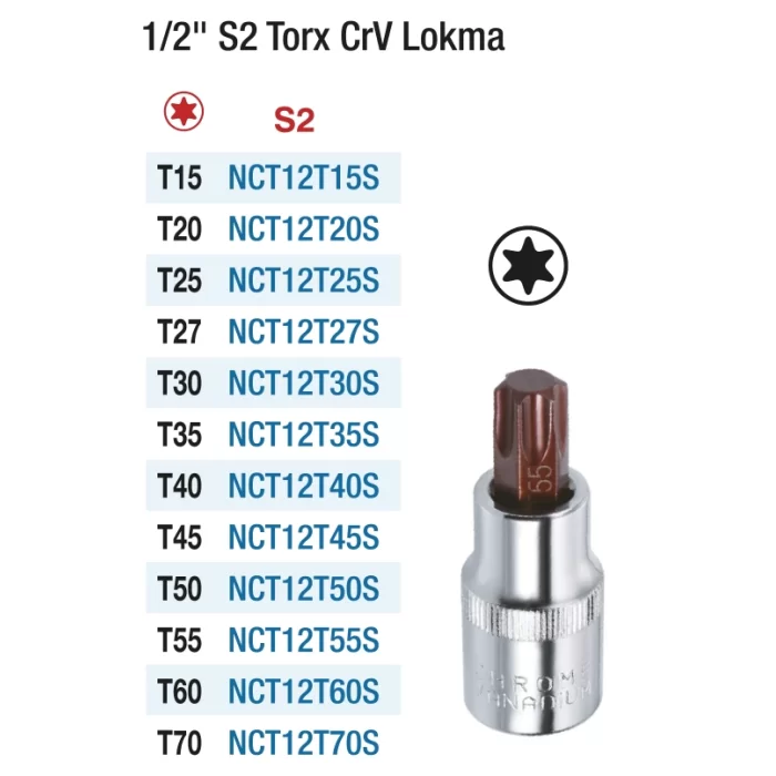 1/2 CrV S2 Torx Lokma