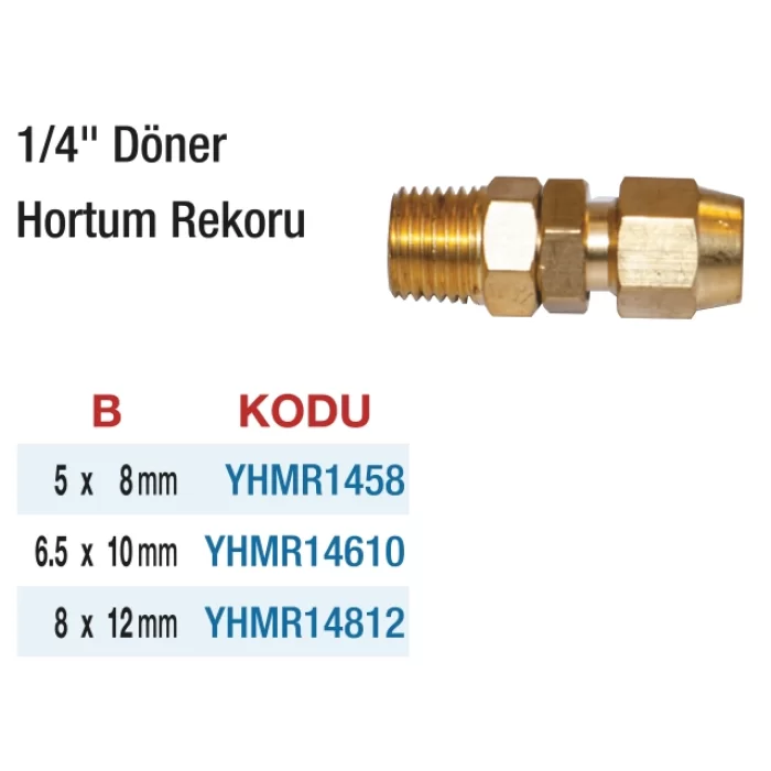 1/4 Döner Hortum Rekoru 8x12mm - 5 Adet