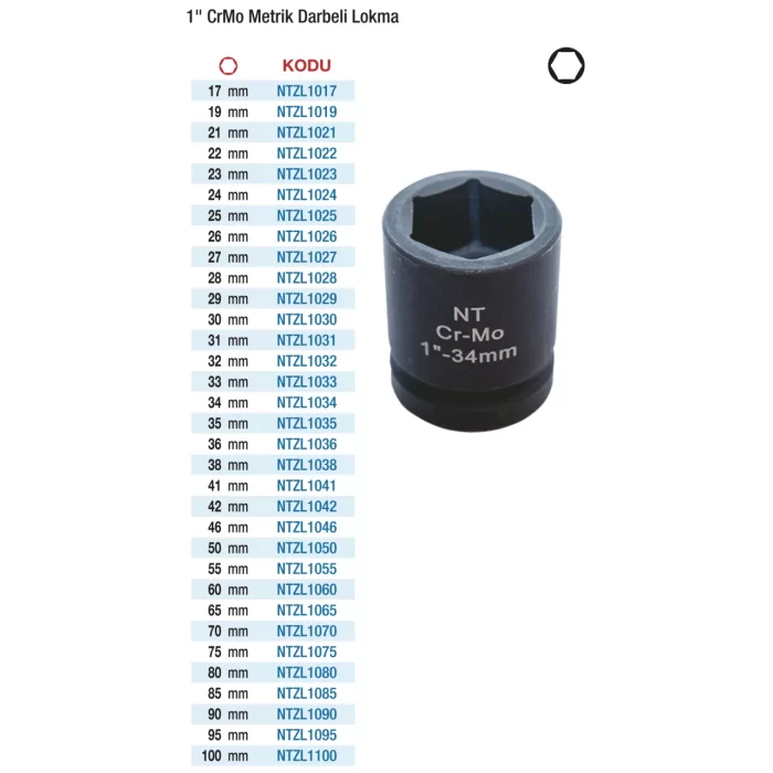 1 CrMo Metrik Darbeli Lokma