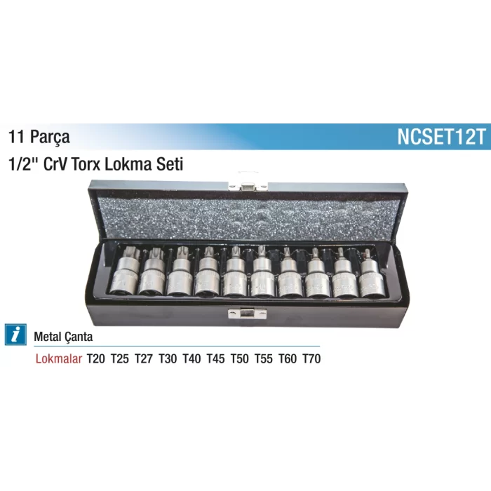 11 Parça 1/2 CR-V Torx Lokma Seti