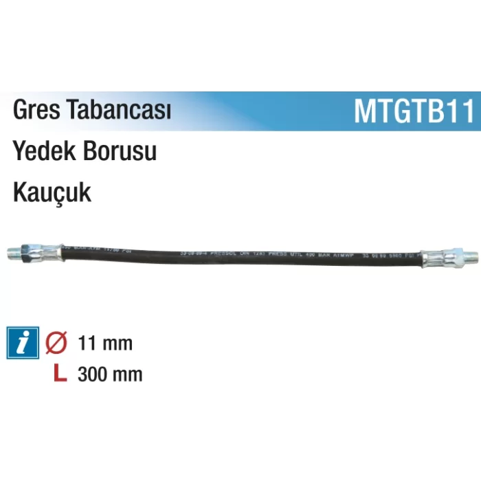 11 x 300 mm. Gres Tabancası Kauçuk Yedek Borusu