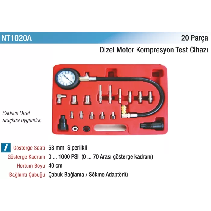 20 Parça Dizel Motor Kompresyon Test Cihazı