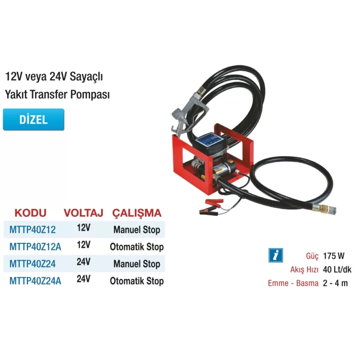 24V Sayaçlı Yakıt Transfer Pompası