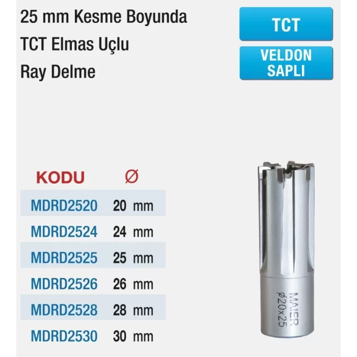 25 MM KESME BOYUNDA T.C.T. ELMAS UÇLU RAY DELMELER