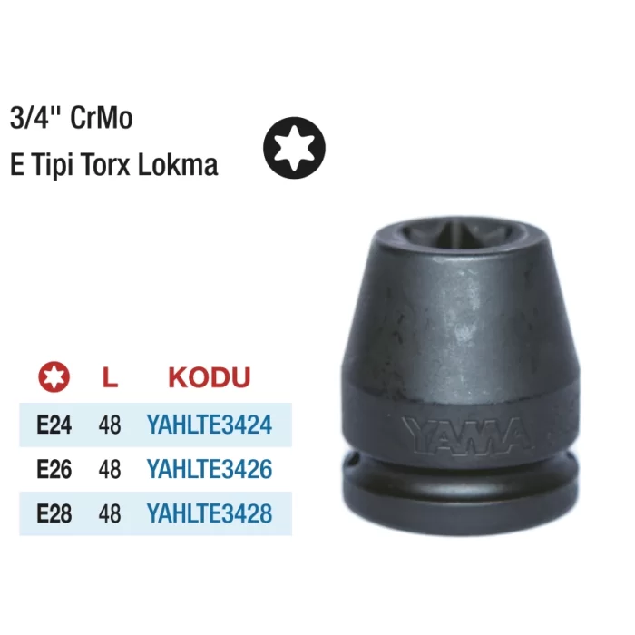 3/4 CrMo E Tipi Torx Lokma