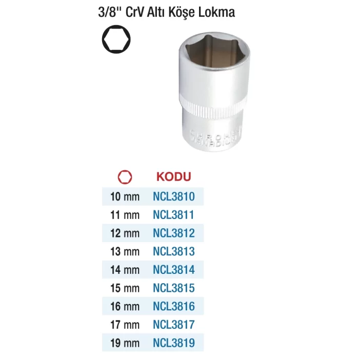 3/8 6 KÖŞE CRV LOKMALAR