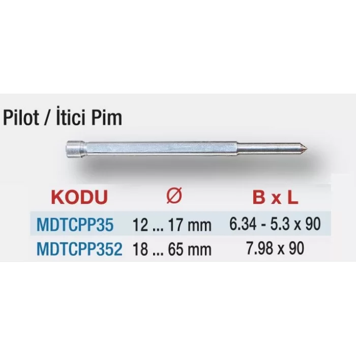 35 MM KESME BOYUNDA T.C.T. MANYETİK MATKAP UÇLARI İÇİN PİLOT / İTİCİ PİMLER