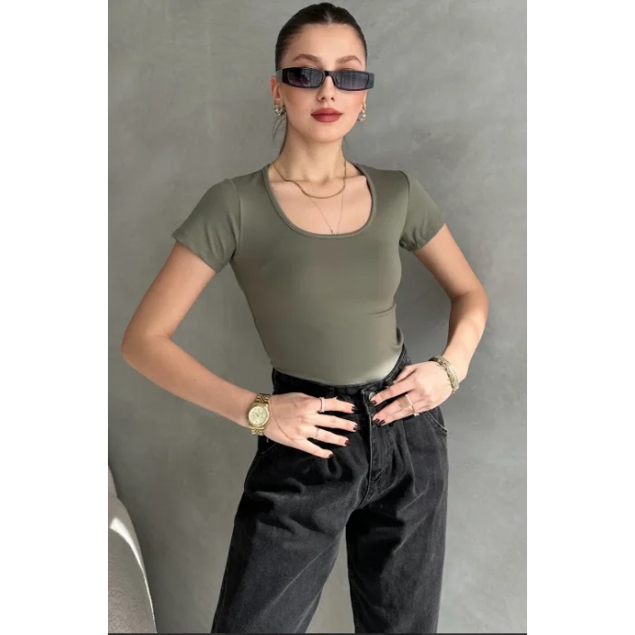 Haki Dalgıç Kumaş T-Shirt