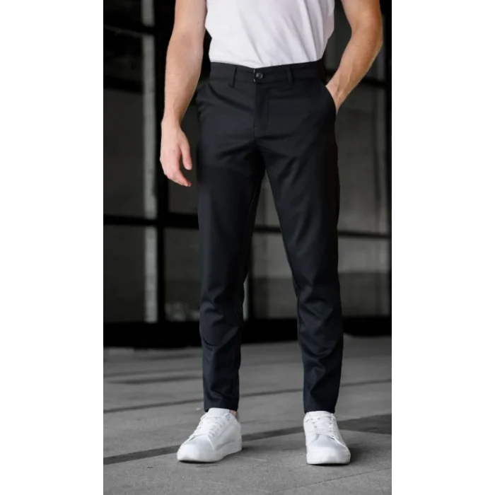 Erkek Slim Fit Siyah Keten Pantolon