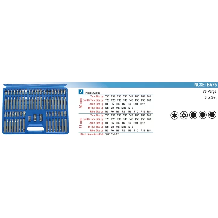 75 Parça Bits Set