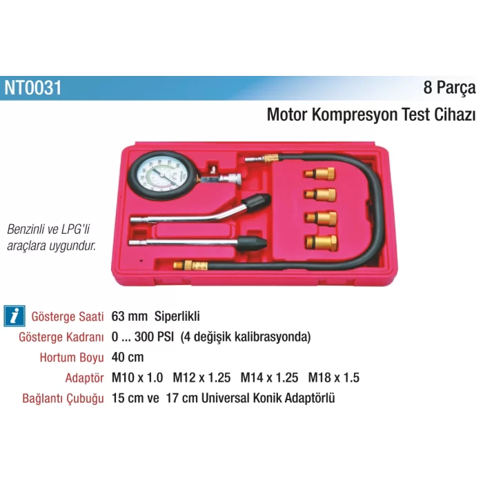 8 Parça Motor Kompresyon Test Cihazı