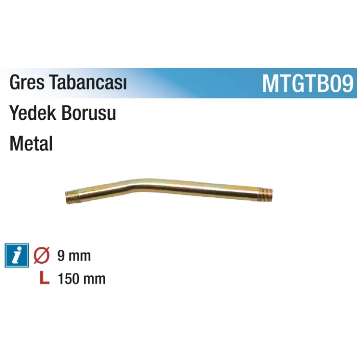 9 x 150 mm. Gres Tabancası Metal Yedek Borusu