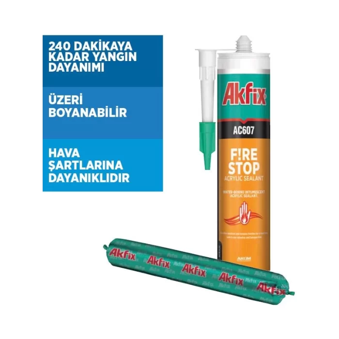 Akfix AC607 Yangına Dayanıklı Akrilik Mastik Beyaz 310 ml