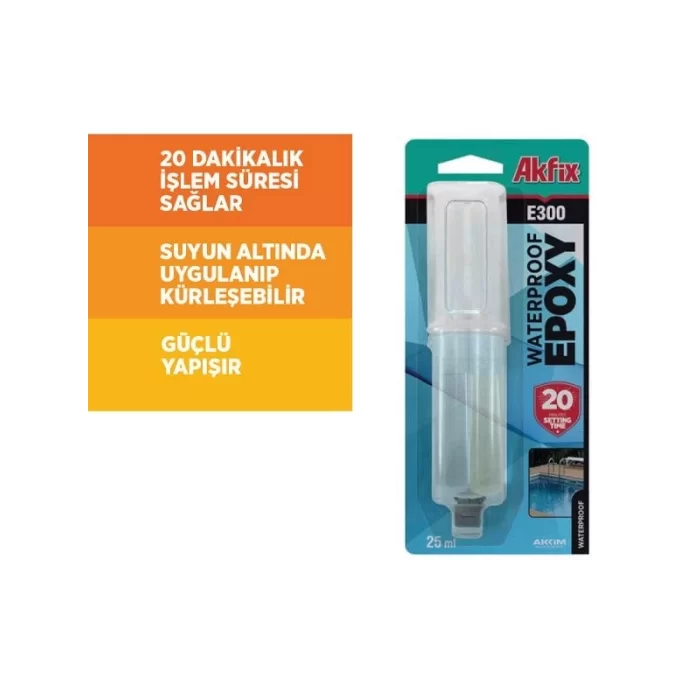 Akfix E300 Suya Dayanıklı Epoksi Yapıştırıcı Şırınga 25ml