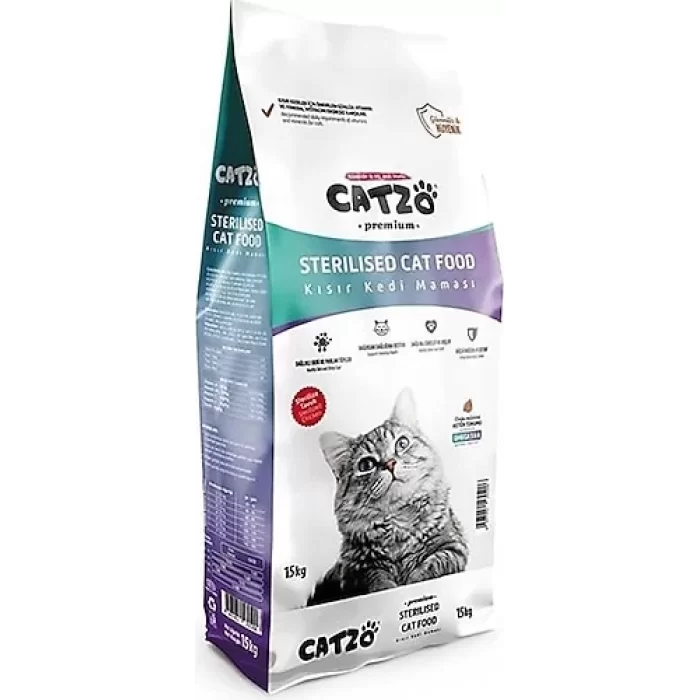 CATZO PREMİUM--KISIR KEDİ-TAVUKLU KURU MAMA 15KG.