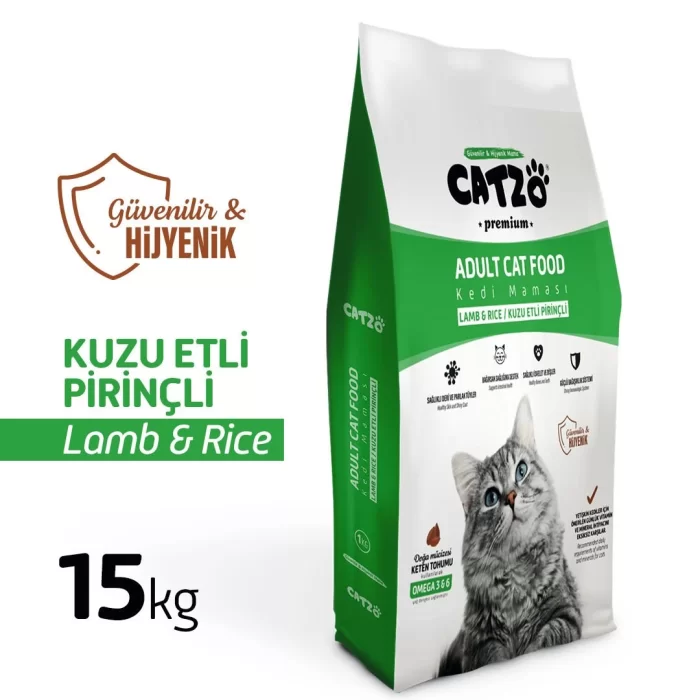 Catzo Premium Kuzu Etli Pirinçli 15 kg Kedi Maması