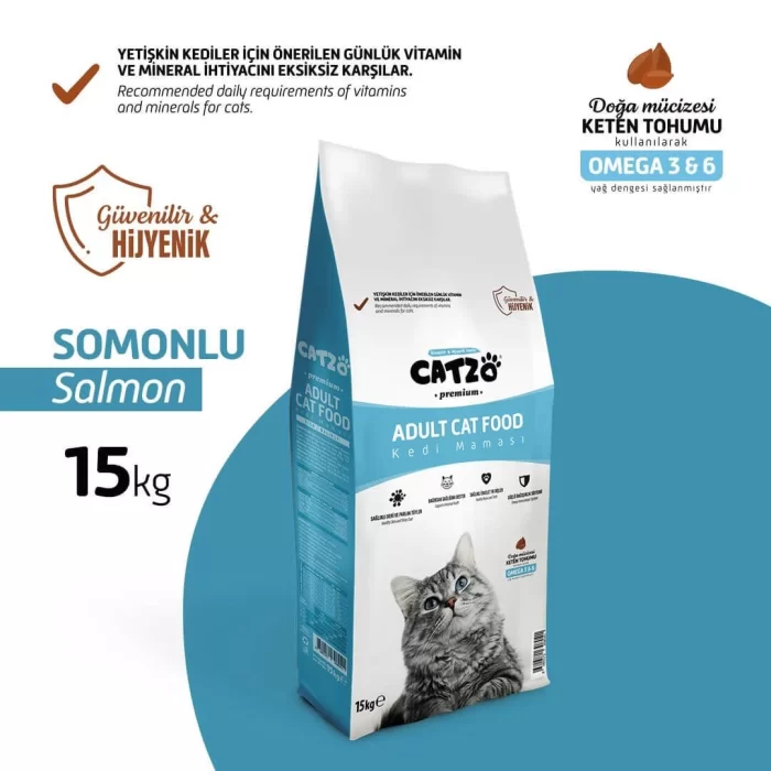 Catzo Premium Somon Balıklı Kedi Maması 15 KG