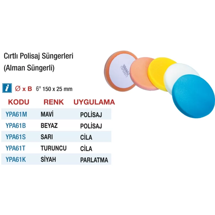 Cırtlı Polisaj Süngerleri (Alman Süngerli) (5 Adet)