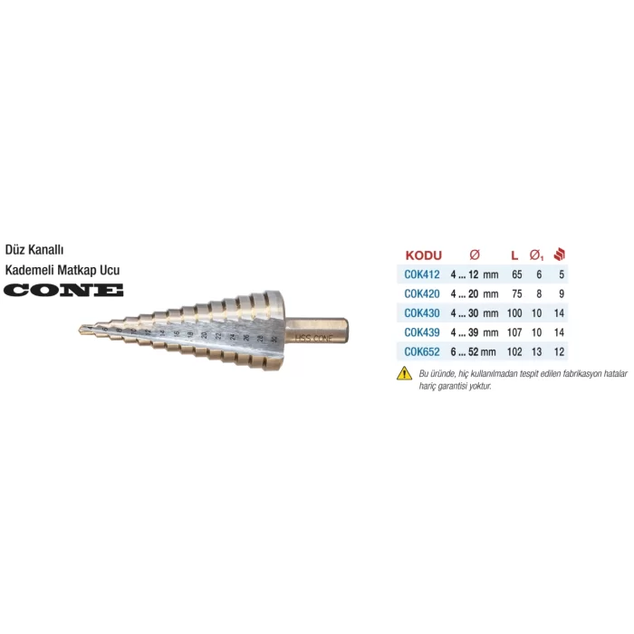 Cone Hss Kademeli Matkap Ucu