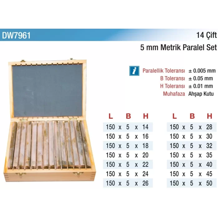 D&W 14 Çift Metrik Paralel Set 150 x 5 mm