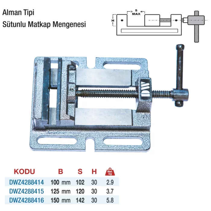 D&W Alman Tip Sütunlu Matkap Mengeneleri