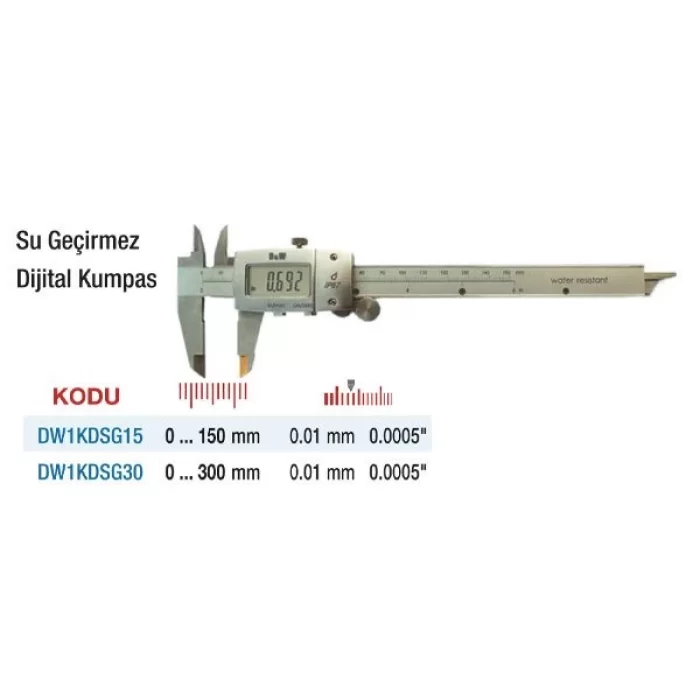 D&W Su Geçirmez Lcd Dijital Kumpas