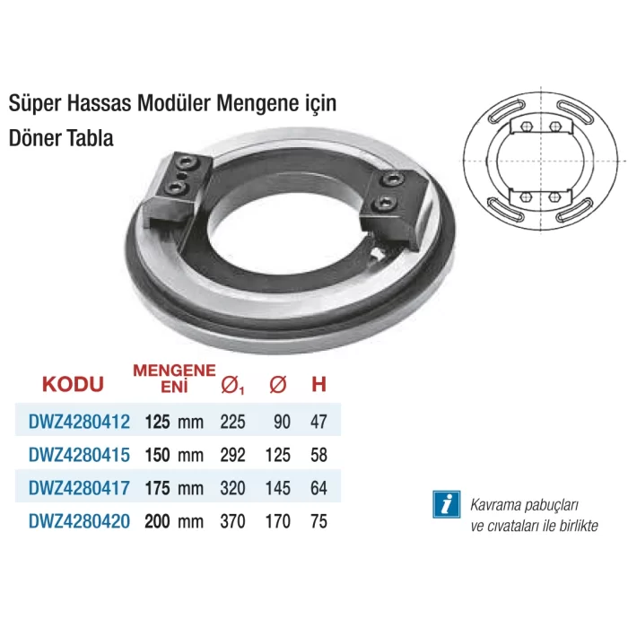 D&W Süper Hassas Modüler Mengene için Döner Tablalar