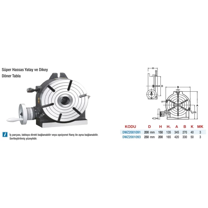 D&W Süper Hassas Yatay - Dikey Döner Tablalar