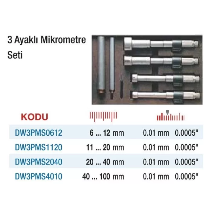 D&W Üç Ayakli Mikrometre Seti