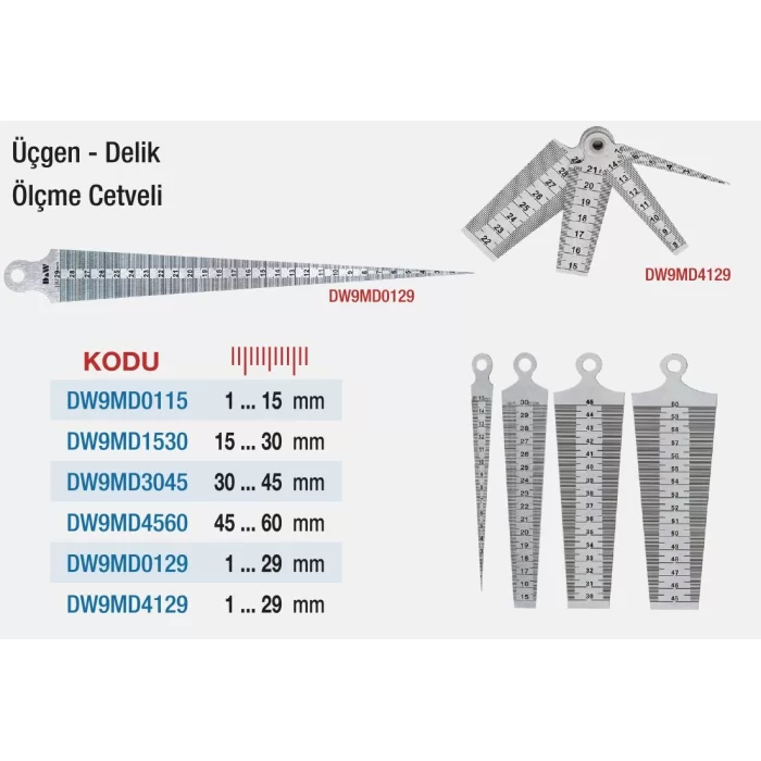 D&W Üçgen - Delik Cetvelleri