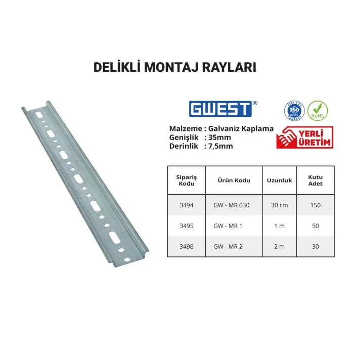 Delikli Montaj Rayları 50 Adet