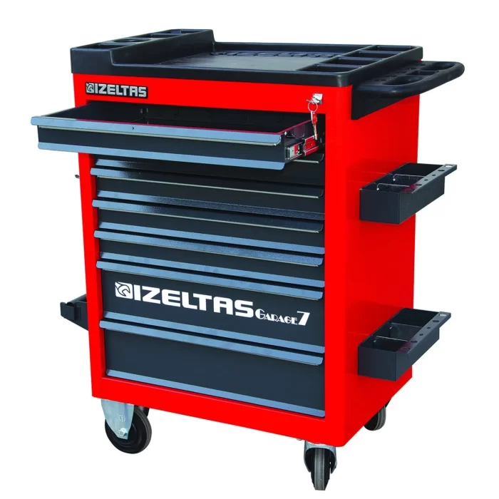 GARAGE MOBİL 5 ÇEKMECELİ TAKIM DOLABI KIRMIZI GÖVDE - GRİ ÇEKMECE