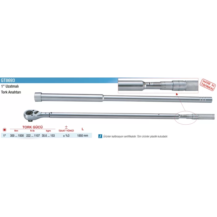 1 300-1500 N/m 1850 mm. Tork Anahtarı