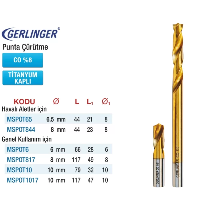 Gerlinger Havalı Aletler İçin Titanyum Kaplı Punta Çürütme Uçları %5 Kobaltlı