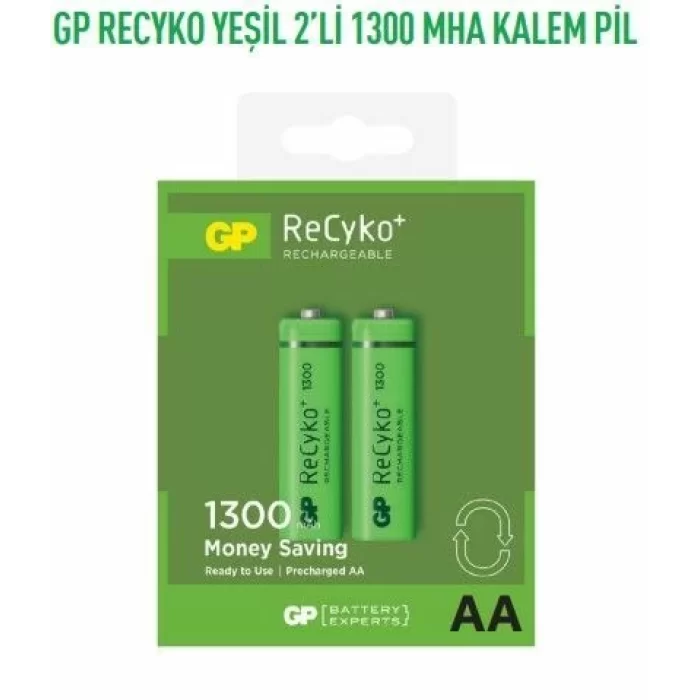 GP130AAHCEMTR-2GB2  RECYKO YEŞİL 2Lİ 1300 MHA KALEM PİL