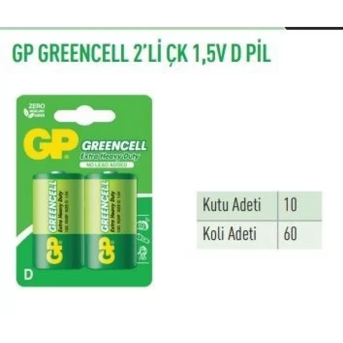 GP13G-BU2  GREENCELL 2Lİ ÇK 1,5V KALIN PİL