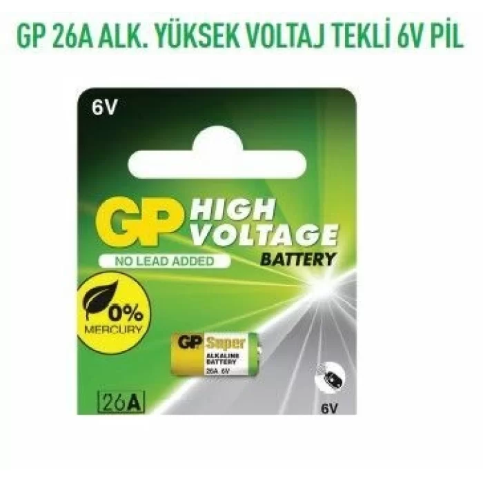 GP26A-2C1  26A ALK. YÜKSEK VOLTAJ TEKLİ 6V PİL