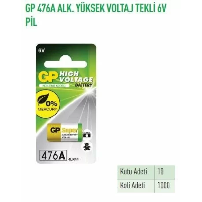 GP476AF  476A ALK.YÜKSEK VOLTAJ TEKLİ 6V PİL