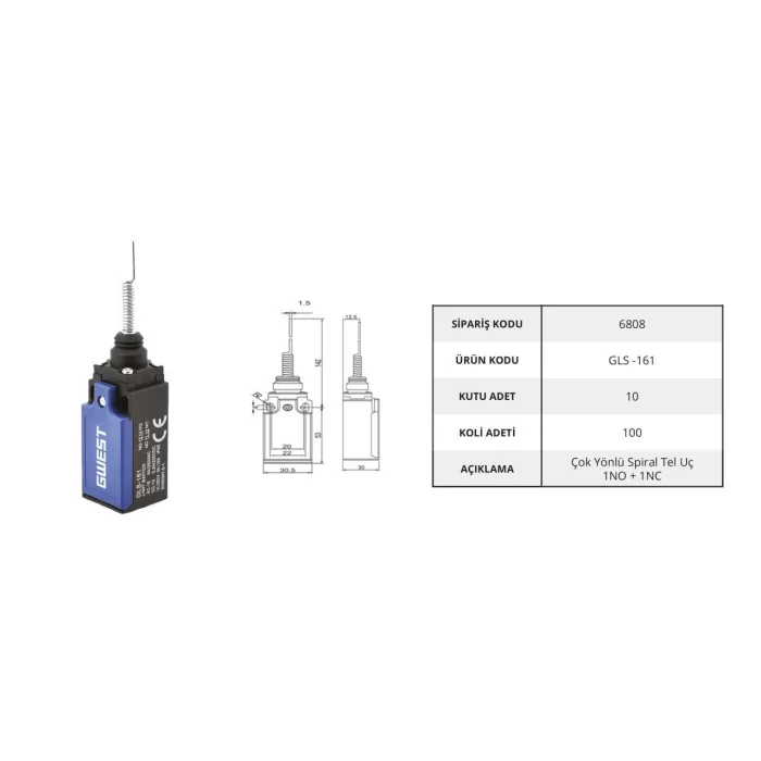 Gwest GLS-161 Limit Switch - Çok Yönlü Spiral Tel Uç 10 Adet