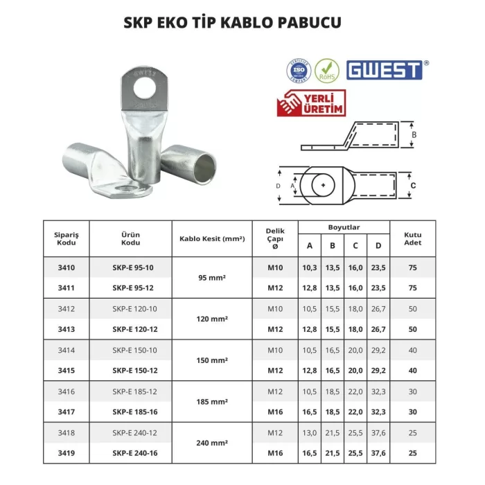 Gwest Skp Eko Tip Kablo Pabucu 100 Adet