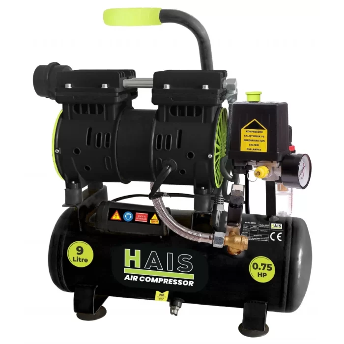 Hais 9 Litre Sessiz Yağsız Hava Kompresörü 0,75 HP
