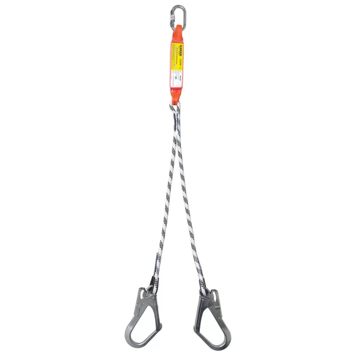 KA341 Şok Emici Çift Kollu Statik Halatlı Büyük Kancalı Lanyard karam